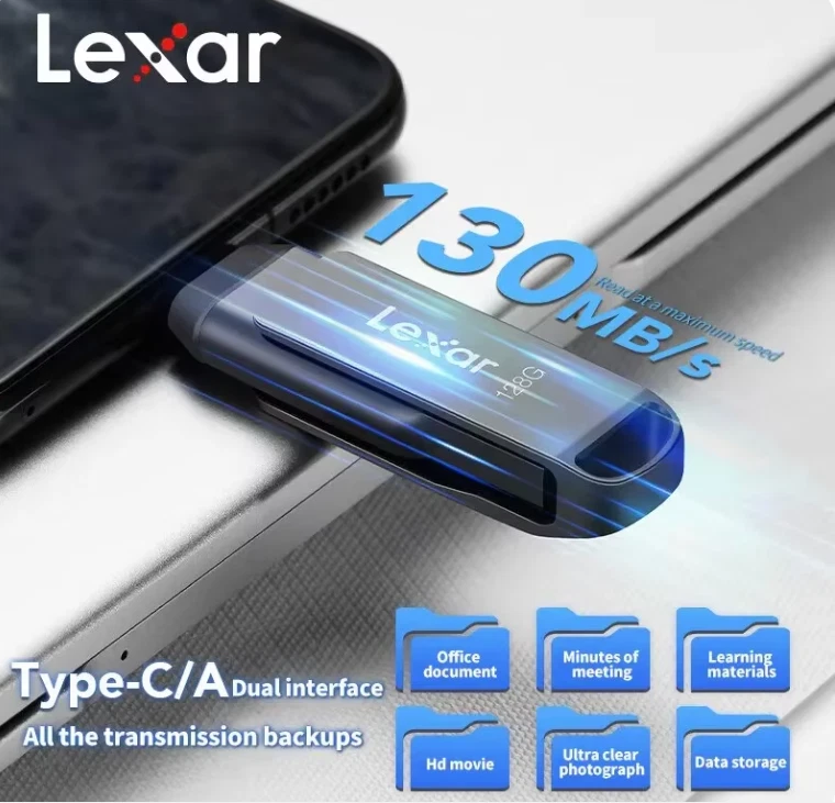 Lexar D400 USB Flash Drive USB 3.1 Type C/A Memory Stick Dual Slot USB Flash - Image 3 of 4