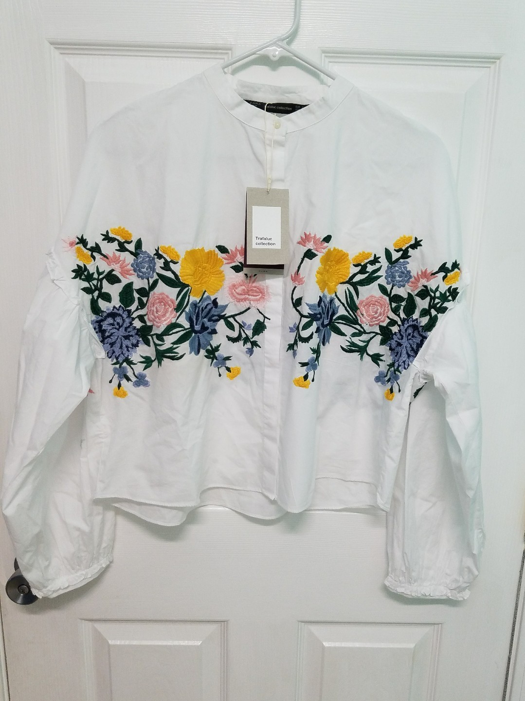 ZARA WHITE FLORAL EMBROIDERED SHIRT TOP BLOUSE 0881/012_XS S M NWT eBay
