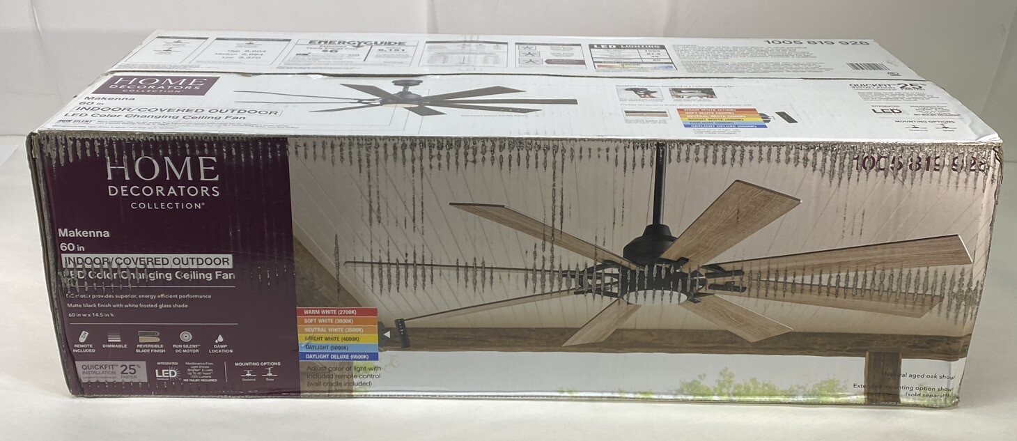 Home Decorators Makenna DC 60 in. Color Changing LED Matte Black