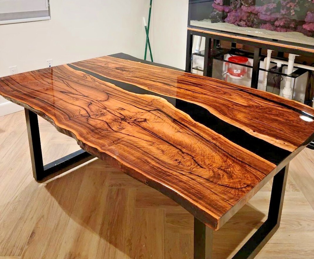 Black Epoxy Wood River Table Handmade Modern Resin Art Furniture-image