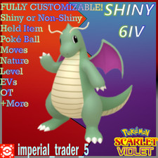Pok mon Scarlet and Violet  SHINY  Dragonite W/ Best 6IV  Customizable