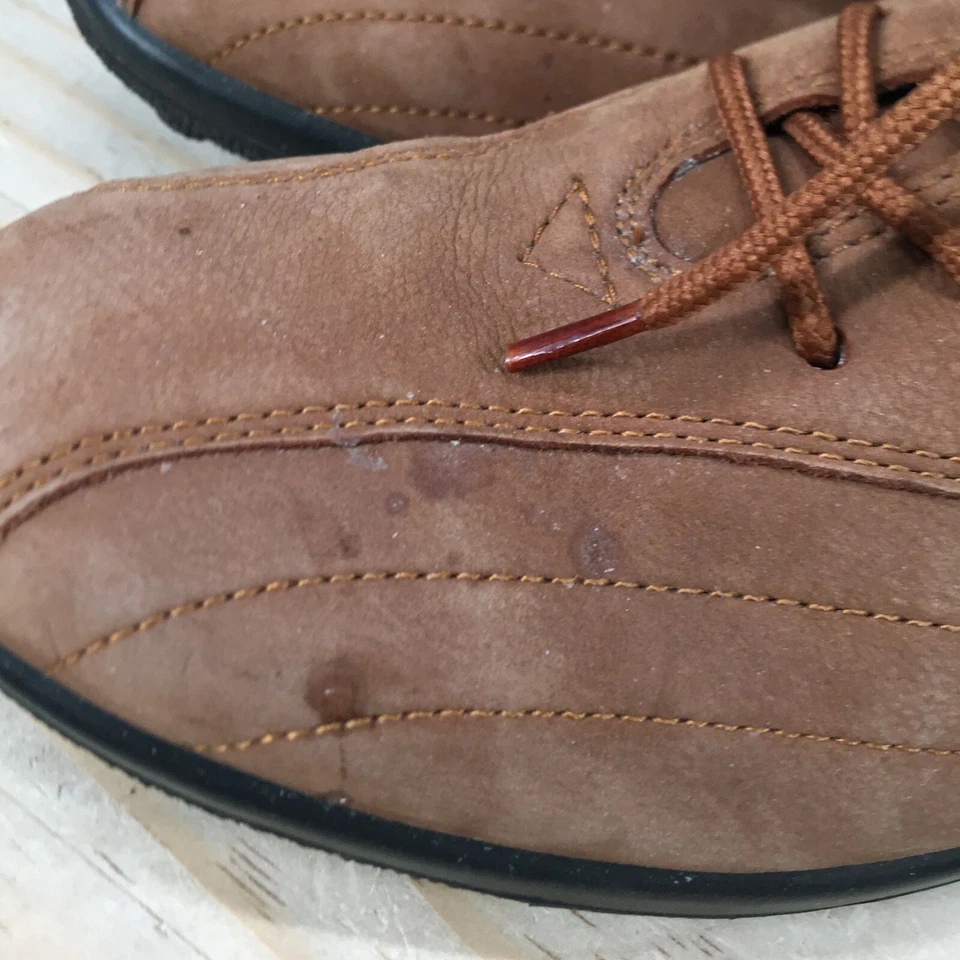 Lo último Oxford para mujer 9,5 tono marrón con cordones punta redonda informal cómodo cuero Foto 3 de 4