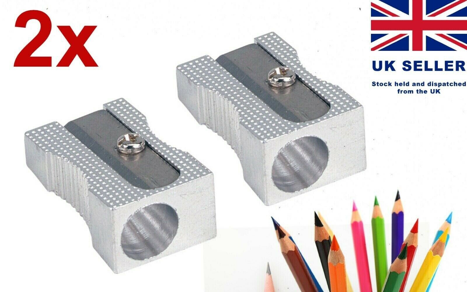 2 Pencil Sharpeners UK SELLER Metal High Quality School Stationery