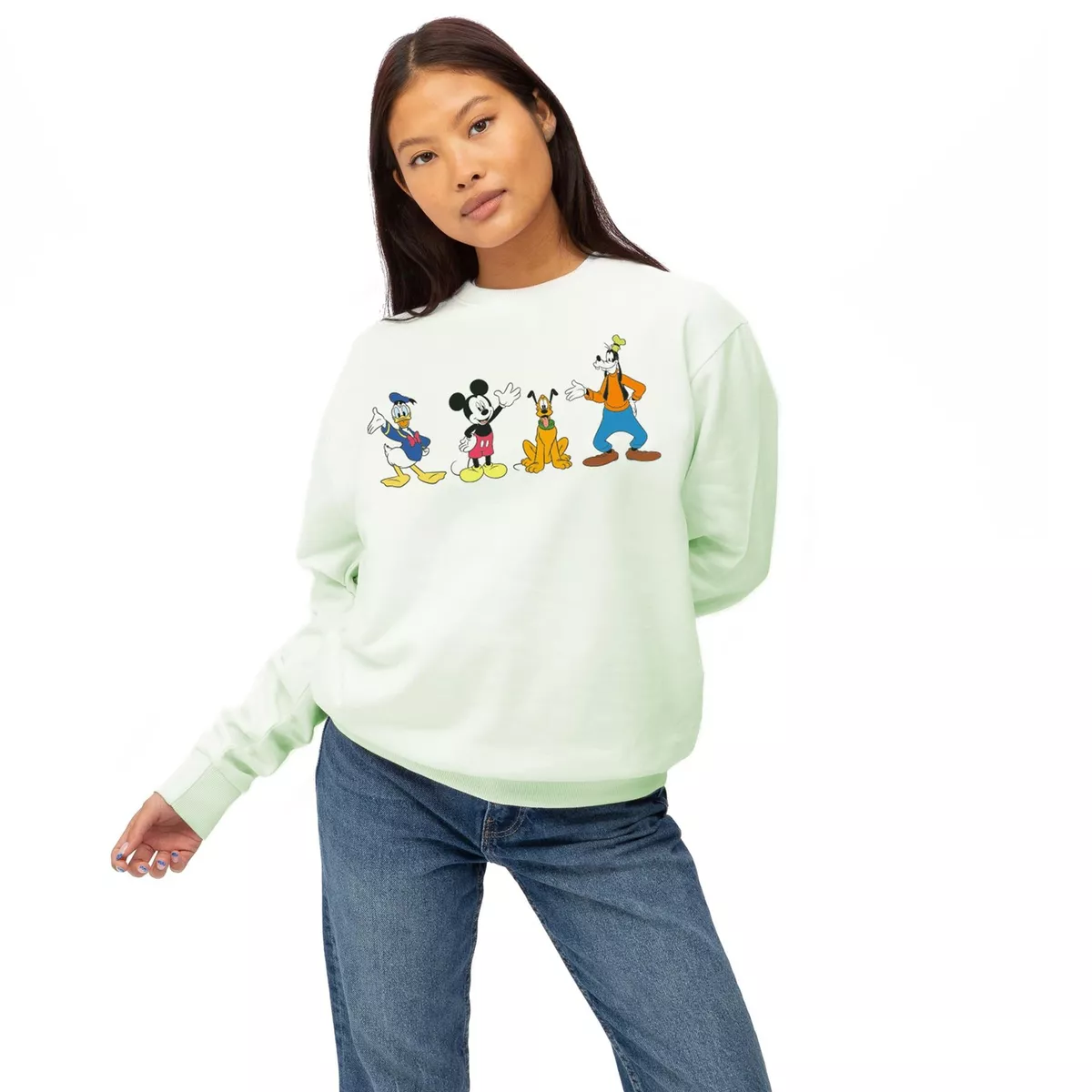 Disney Womens Sweatshirt Mickey Mouse & Friends Line Up S-XL Official