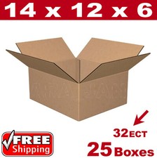 25- 14x12x6 Cardboard Boxes Mailing Packing Shipping Box 32ECT Corrugated Carton