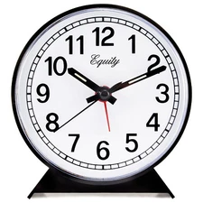 14075 Equity by La Crosse Key Wind Analog Quartz Alarm Clock - Black