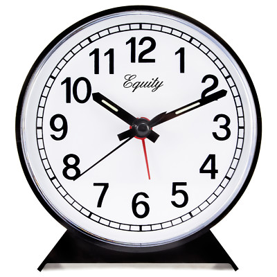 14075 Equity by La Crosse Key Wind Analog Quartz Alarm Clock - Black