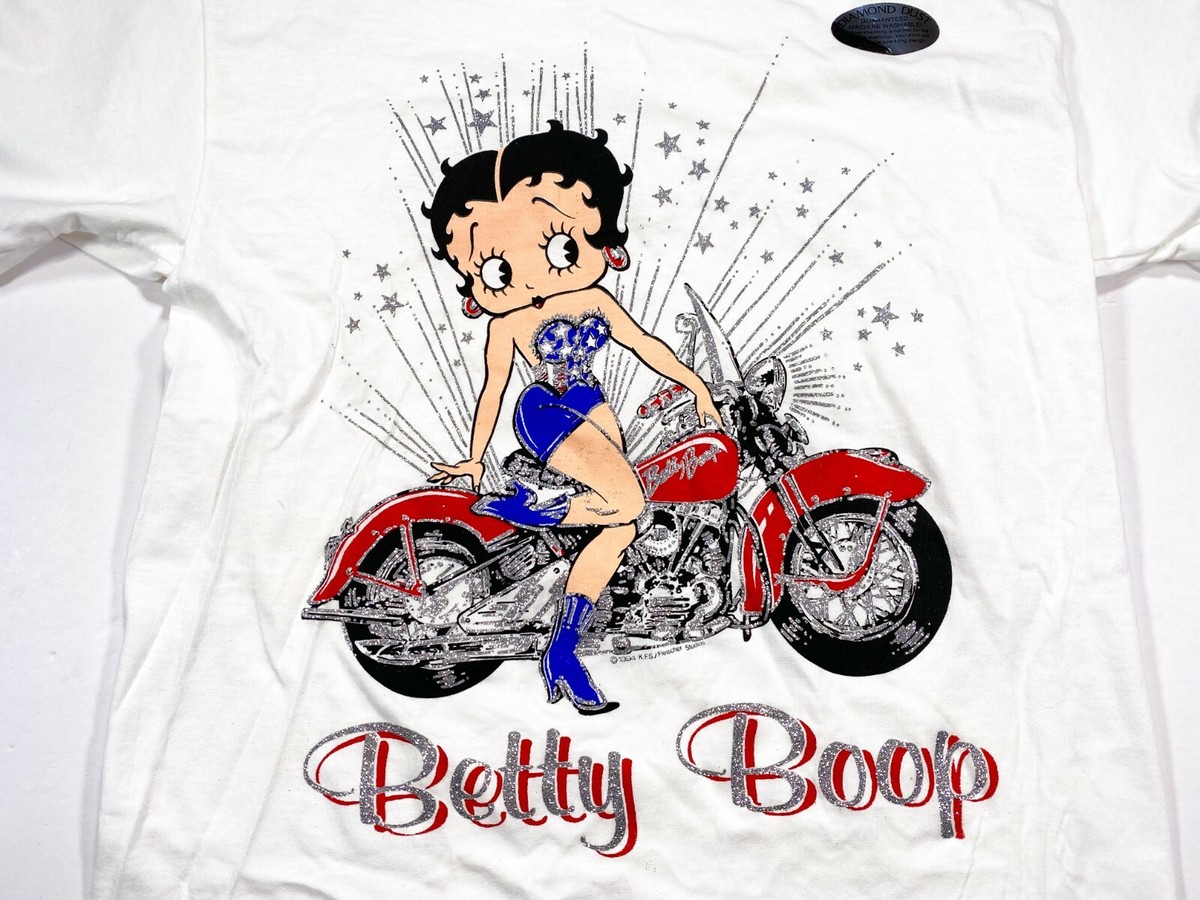 Vintage 1994 Betty Boop Motorcycle Glitter M Diamond Dust T Vintage 1994 Betty Boop Motorcycle Glitter M Diamond Dust T
