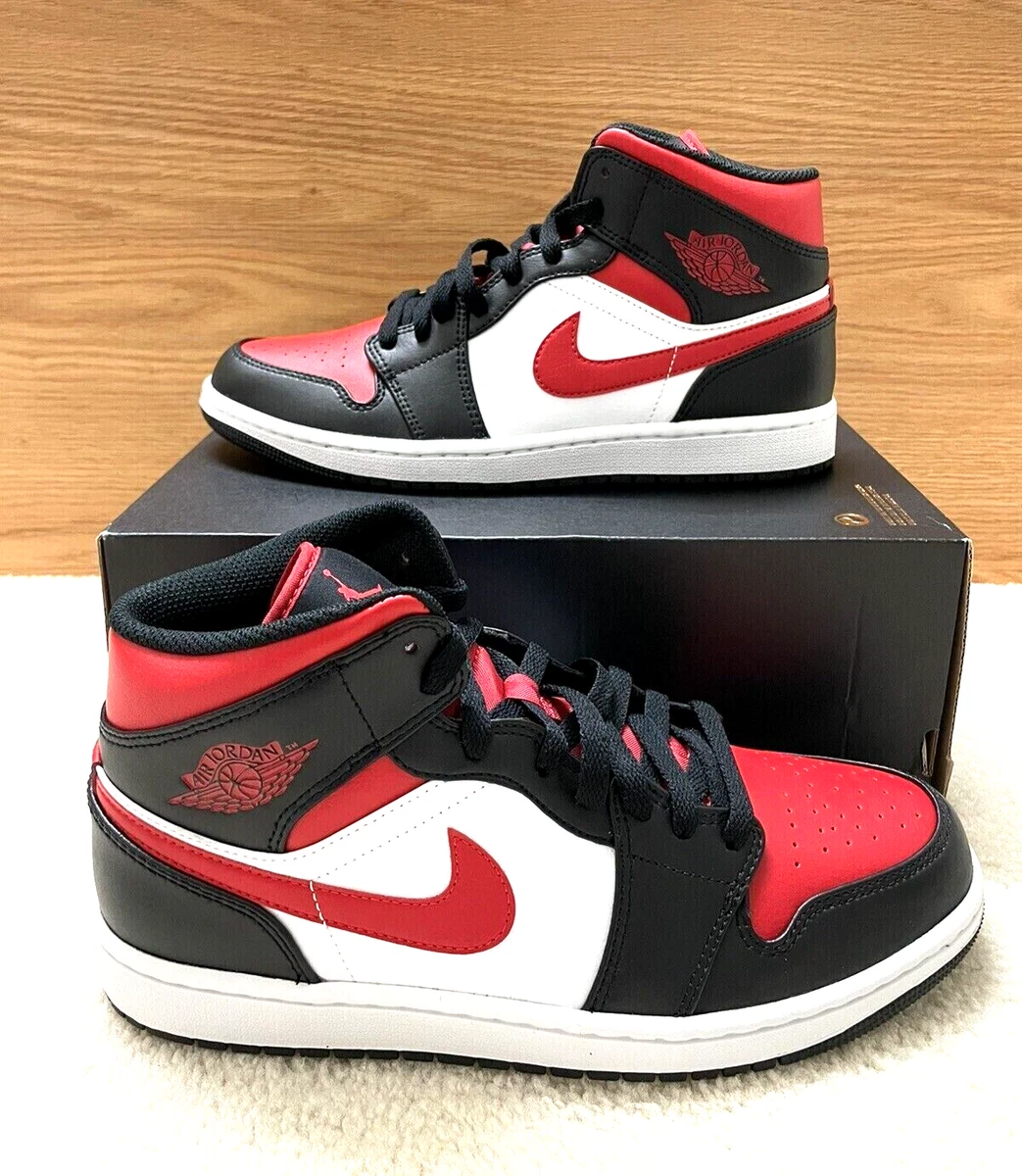 Nike Air Jordan 1 Mid BRED Toe Menu0026#039;s Size 13 White Black Red NEW  554724-079 | eBay