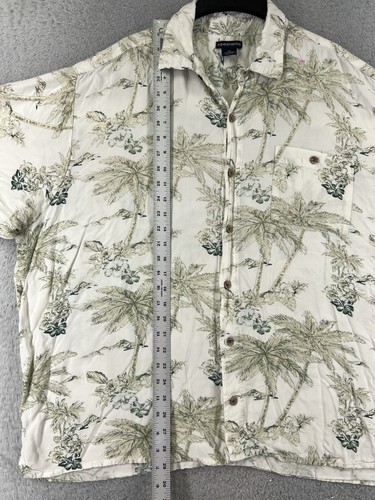 Knightsbridge Shirt Adult 2XL XXL White Green Palm Tree Floral 100% Rayon Beach - Picture 10 of 14