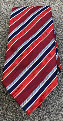 Herren Krawattenhalter 100 % Seide rot bunt gestreift Smart formell Krawatte 3,5'' breit 57'' lang