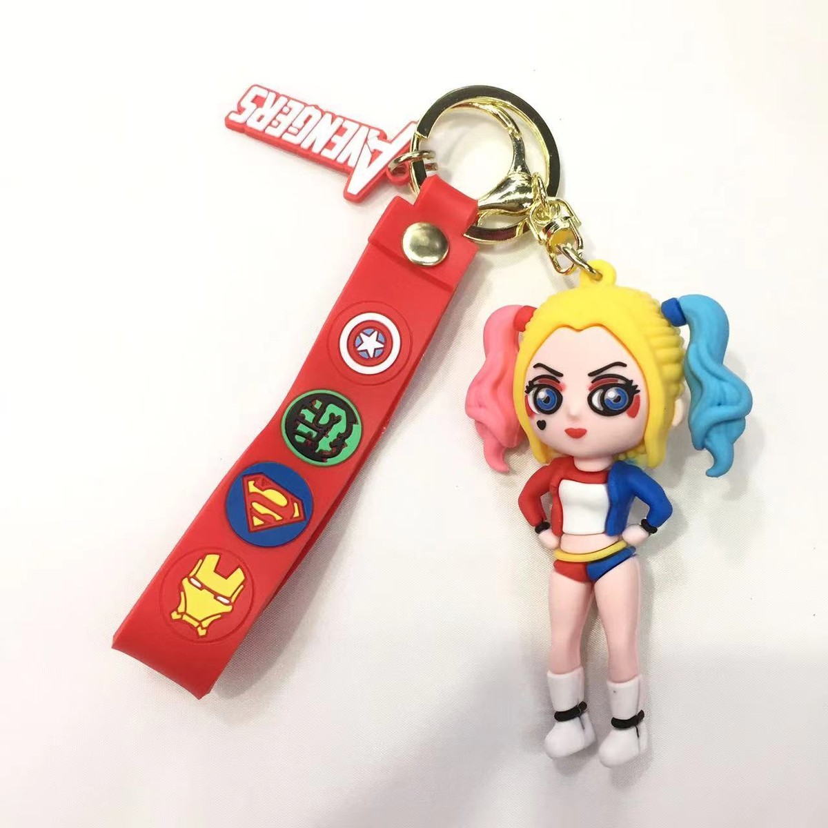 Joker Harley Quinn 3D Silicone Keychain Key Chain Ring Pendant