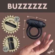 Remote Control 28X Vibrating Penis Ring w Bullet Black USB Rechargeable Vibe New