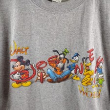 VTG Vintage Y2K Walt Disney World Size XL Gray T Shirt Mickey Donald Duck Goofy