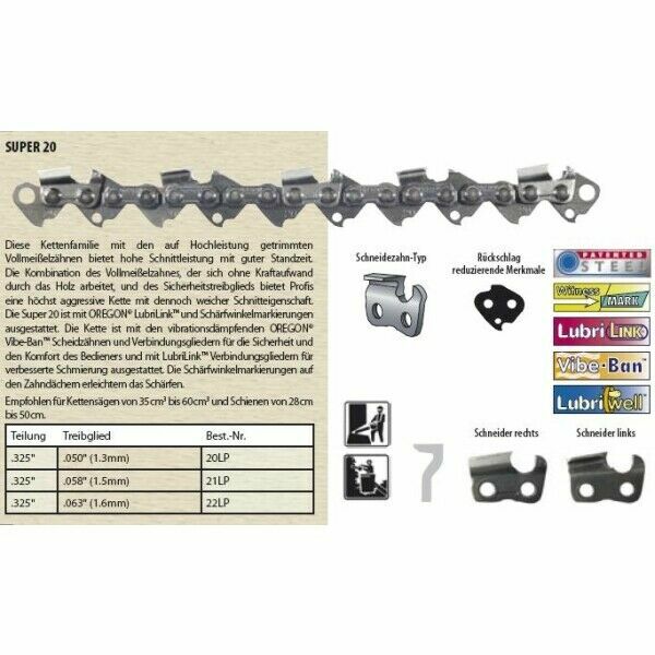6 Stück Sägeketten Für Motorsägen | 3/8" 1,3mm 62 TG – Passend Für Dolmar, Echo, Einhell & Mehr