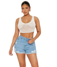 Day In The Life Denim Shorts Medium Wash Blue Ripped High Rise Women's Size 13