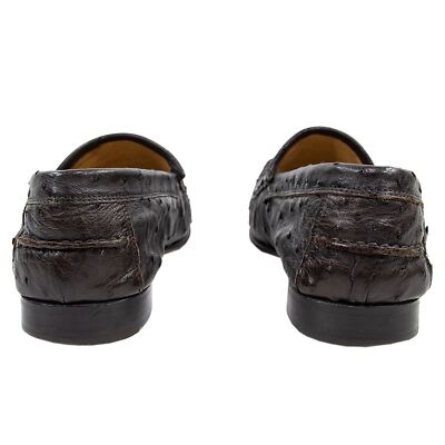 Kiton Napoli Chocolate Brown 100% Ostrich Leather Loafers  display picture 1