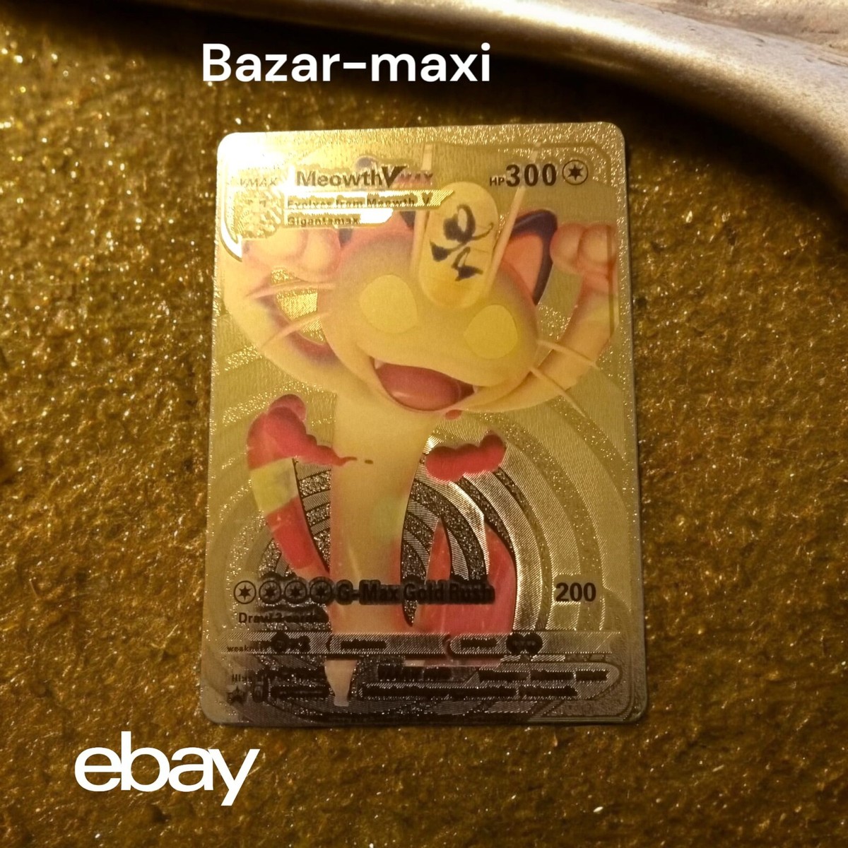 Carta pokemon Meowth Vmax-SWSH005-gold-incolore-SWSH PROMO-nuova