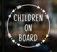 Children on Board Car Window Sticker Vinyl Decal Child Van Sign Hearts & Arrows