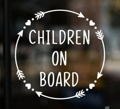 Children on Board Car Window Sticker Vinyl Decal Child Van Sign Hearts & Arrows