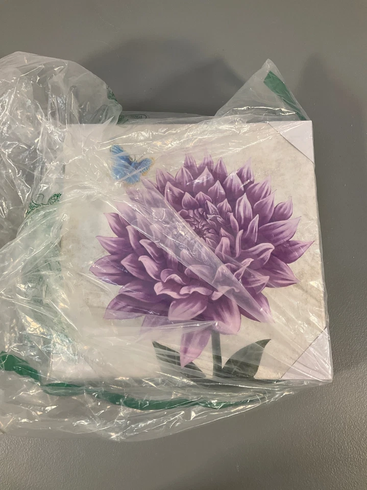 Arte de pared con flores púrpuras KLVOS impresiones en lienzo de dalia imagen de mariposa impresión de giclee Foto 4 de 4