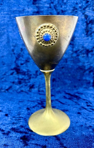 Vintage Antique Circa 19th Century inlaid Gemstone Tall Copper Cup - Picture 4 of 6