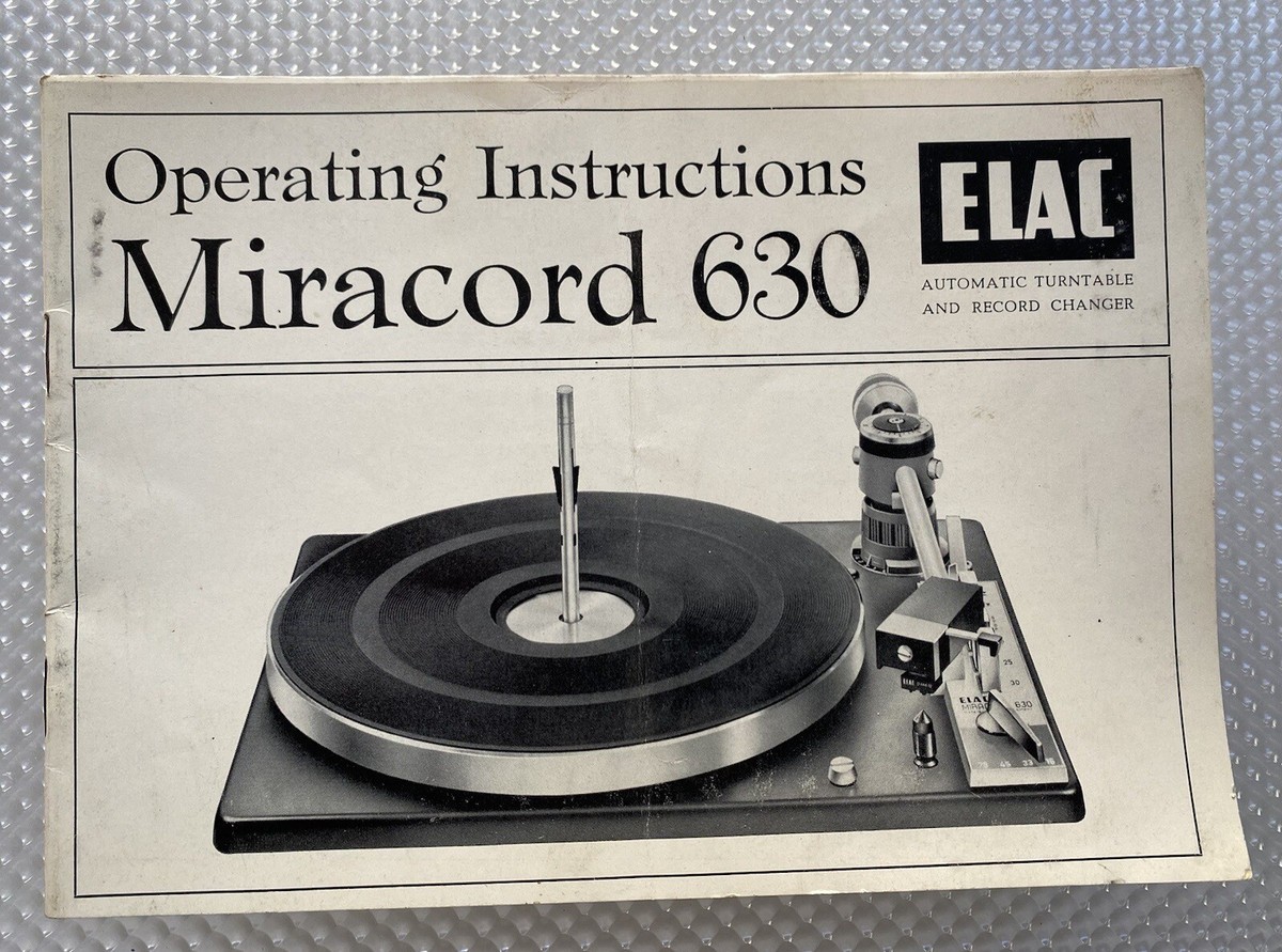 Vintage ELAC MIRACORD 630 TURNTABLE ORIGINAL Manual Circa 1970 | eBay