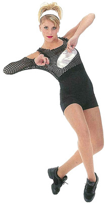Adult Extra Large Dance Costume Acro Leotard Silver Biketard Ching-A-Ling