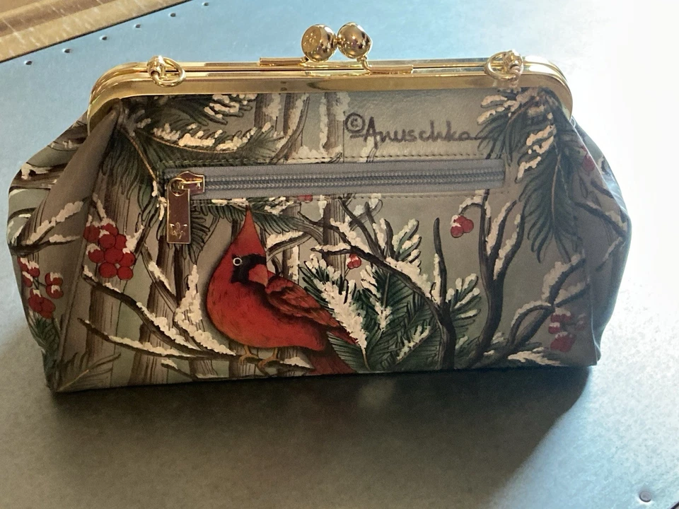 ¡Nuevo monedero Anuschka de cuero cardinal con bloqueo de beso! Perfecto 🎁 Regalo Foto 2 de 4