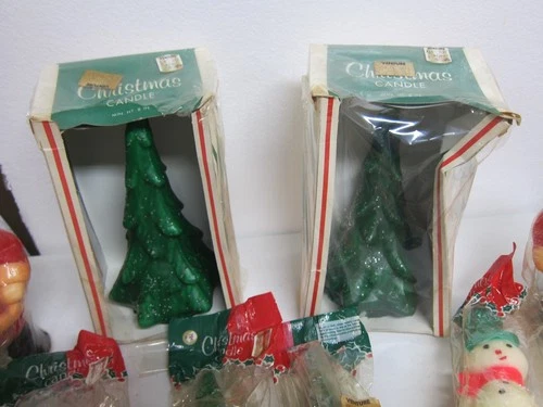 Vintage Gurley Novelty Christmas Candles Snowman Santa Angel Trees Lot of 14 image 2