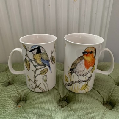 2 Scotts of Srowe Tassen Britische Vögel Rotkehlchen Blaumeise Vogelliebhaber