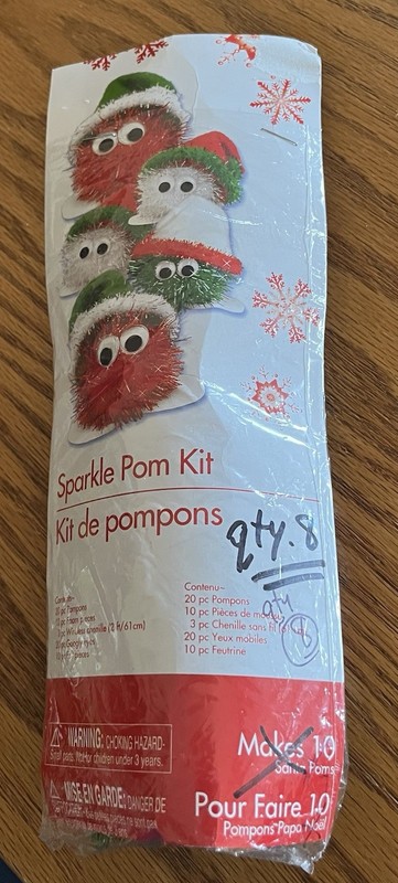 Sparkle Hat Poms Craft Kit Makes 8 Partially Used (Made 10 But 2 Were Made)