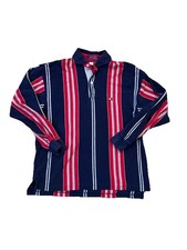 Vintage Tommy Hilfiger Polo Shirt Mens Large Striped Crest Rugby 90s Hip Hop Y2K