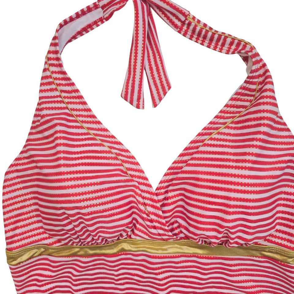 Traje de baño de una pieza con halter a rayas rojas Baby Phat talla grande 3X Foto 3 de 4