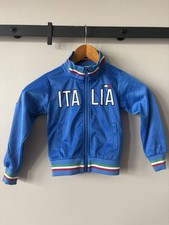 Boys 1-2 yrs Italia Soccer Jacket Full Zip Embroidered Logos Pockets Blue