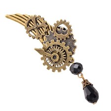 Steampunk-Brosche, Flügel-Brosche, Schmuck mit Zahnrädern, dekorative