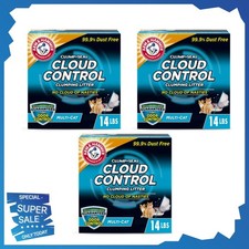  3 pack ARM  HAMMER Cloud Control Multi-Cat Clumping Cat Litter, 14 lb