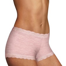 Maidenform E5032 Lace Trim Microfiber Boyshort Underwear 40760 Pink Heather L