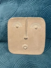 Modern Face Sculpture Stone Wall Hanging - 10” Square - Mouth In o Shape