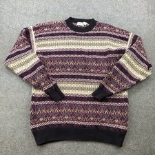 Vintage IZOD Sweater Mens XL Geometric Knit Pullover 90s Hong Kong