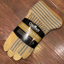 NEW Carhartt Insulated Leather Palm Gloves Suede Cowhide Brown Blue Striped Farm