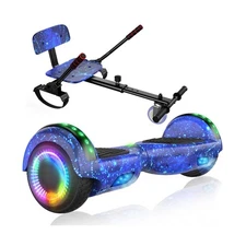 LIEAGLE Scooter With Seat Attachment, 6.5" Scooters Go Kart Combo With Colorf...