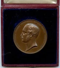 1851 PRINCE ALBERT GREAT EXHIBITION BRONZE EXHIBITOR MEDAL IN CASE 44MM 62G/88G