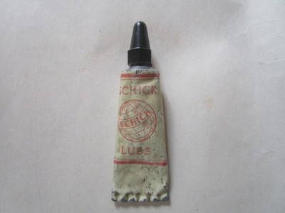 Vintage Schick Electric Shaver Lube, Metal Tube, White with Red Lettering