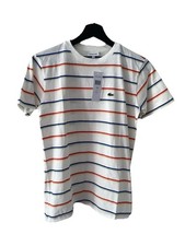 Image of BNWT Boys Lacoste Cream Striped T-Shirt, Age 14 Years, 164cm, Tagged