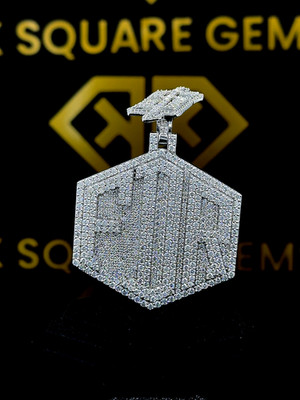 Custom Hexagon Logo Pendant FDR Letter Men's Hip Hop Iced Out 925 Silver