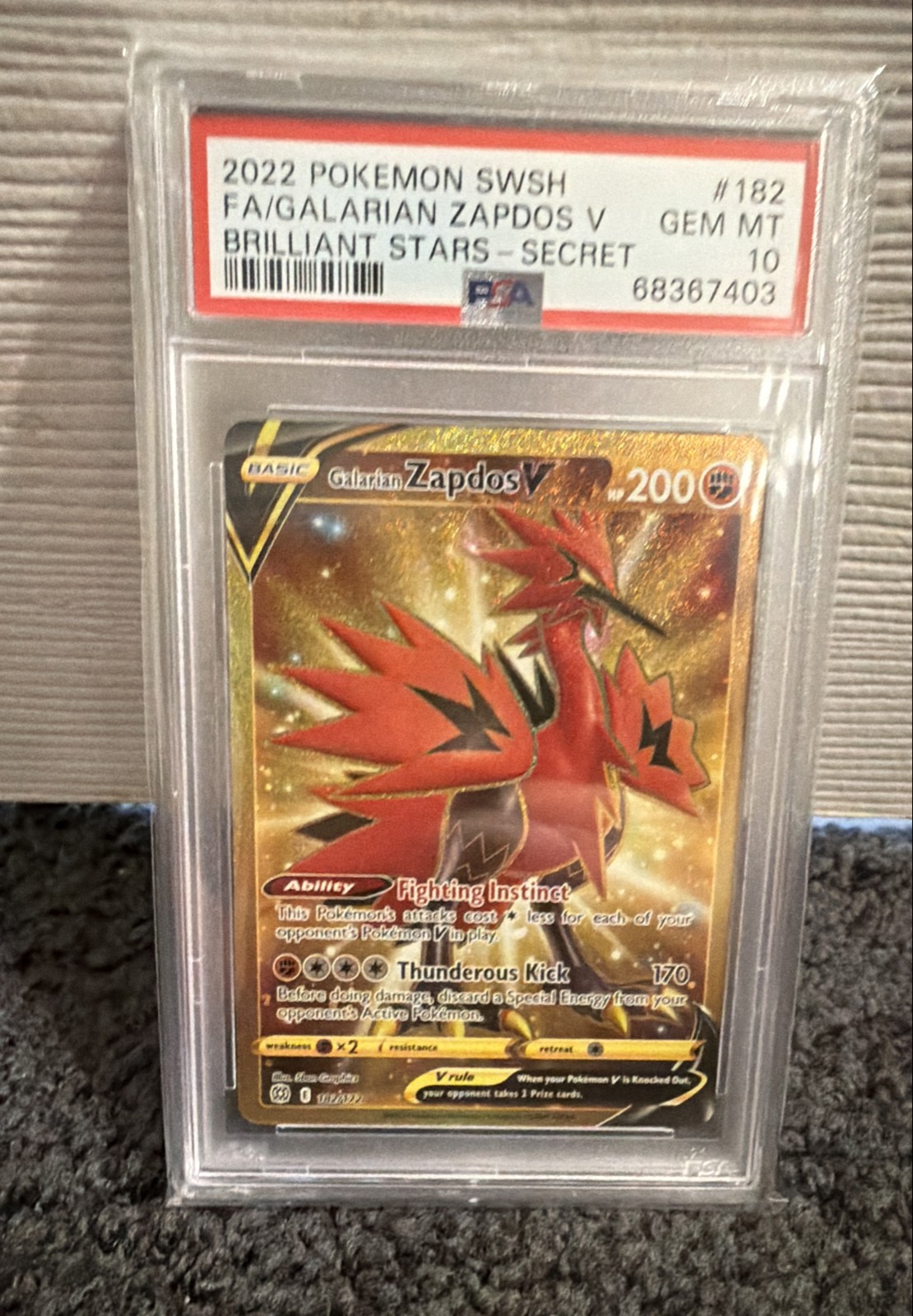 Galarian Zapdos V (Secret) 182/172 Swsh09: Brilliant Stars Holo