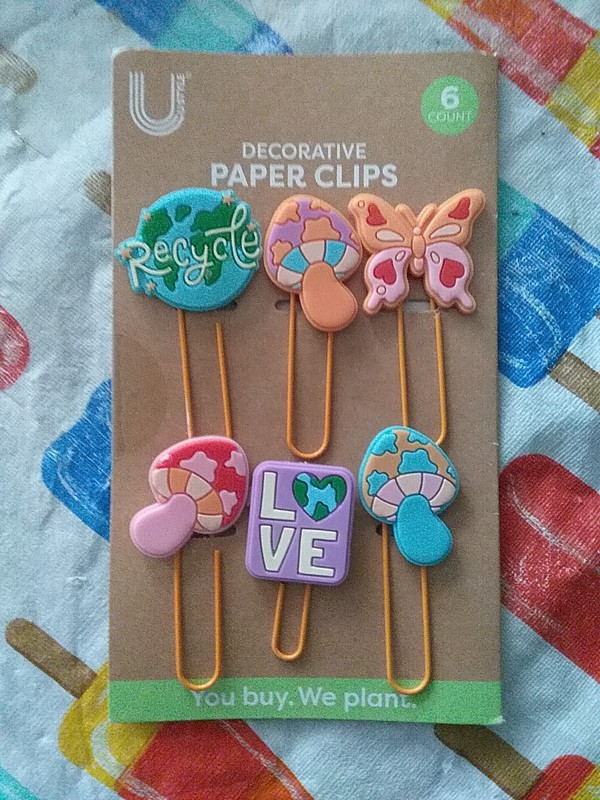 Decorative Backpack Pins & Paper Clips BUTTERFLY, LOVE RECYCLE MUSHROOM SCIENT