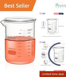 Becherglas 5000 Ml – Aus Polypropylen, Transparent, Mit Blauer Graduierung, Autoklavierbar Bei 121 °C, ISO 7056, Lebensmittelecht, Wiederverwendbar