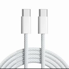 APPLE 2M USB-C to USB-C Braided Fast Charging Cable ? White High-Speed Charging